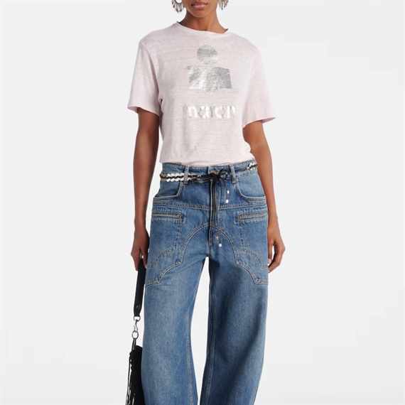 Isabel Marant Etoile Koldi Logo T-shirt, Pink/Sølv